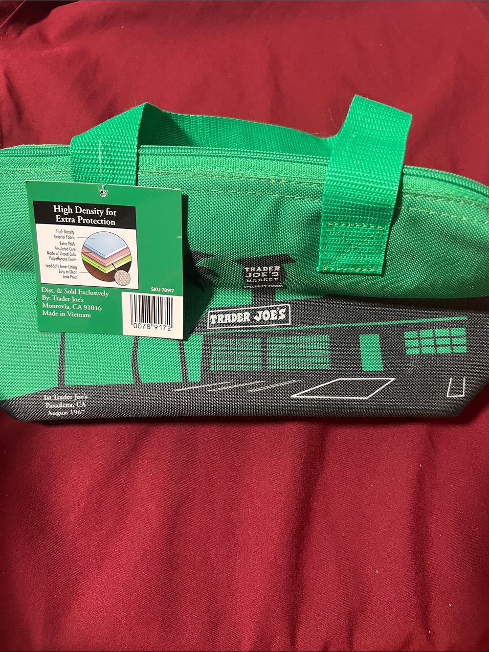 Trader Joe's Green & Black Reusable Tote Bag